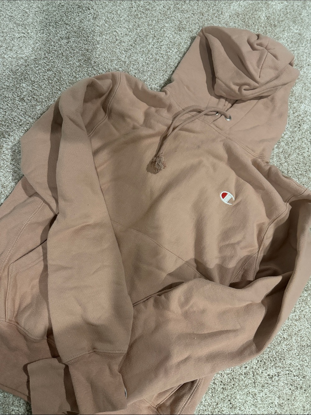 Champion Dusty Rose/Blush Pullover Hoodie with Small Logo